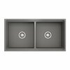 Bocchi Contempo Workstation Apron Front Fireclay 36 in. Double Bowl Kitchen Sink in Matte Gray 1348-006-0120